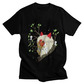 YF41 เสื้อยืดแขนสั้น ผ้าฝ้าย 100% พิมพ์ลาย Mononoke Hime Forest สําหรับผู้ชาย