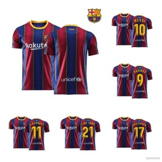 เสื้อกีฬาแขนสั้น ลายทีมชาติฟุตบอล Barcelona NP2 2020-2021 FCB Messi Suarez Dembele Griezmann De Jong ทรงหลวม สําหรับผู้ชาย และผู้หญิง