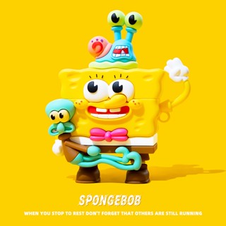 เคสซิลิโคนนิ่ม ลาย Spongebob พร้อมคาราบิเนอร์ สําหรับ AirPods1 2 3 Pro