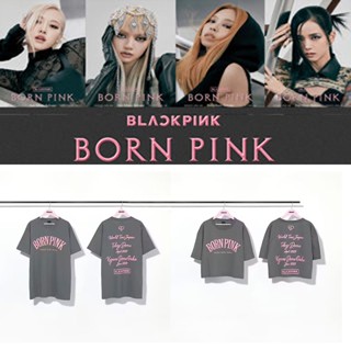 เสื้อยืดแขนสั้นลําลอง ผ้าฝ้าย ทรงหลวม พิมพ์ลาย KPOP BLACKPINK BORN PINK JAPAN TOUR พลัสไซซ์ แฟชั่นฮาราจูกุ สไตล์เกาหลี สําหรับผู้ชาย และผู้หญิง