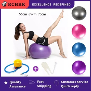 ัYoga ball คุณภาพสูง ลูกบอลโยคะ 55 ซม. Fit Ball Exercise Ball แถมฟรี ที่สูบลม Blue PVC เกรด A