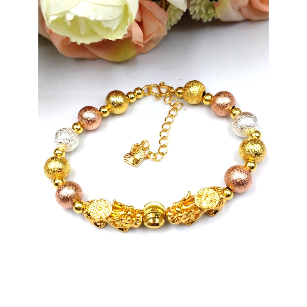 DIDGO2  K517  ปี่เซี่ยะงาน 3 กษัตริย์ข้อมือเงินแท้งาน 92.5 % ลายเม็ดกลมขัดทราย ขนาด 10 มิล