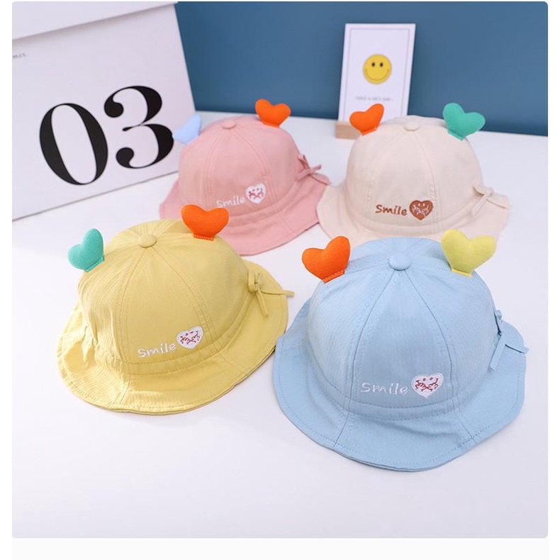 หมวกบัตเก็ตมินิฮาร์ท ใส่กันแดด น่ารักไม่ไหว หมวกปีกเด็กหญิงตั้งแต่ 4-24 เดือน รอบหัวสูงสุด48cm M25