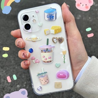 เคสโทรศัพท์มือถือแบบนิ่ม ใส ลายฉลากชานม สําหรับ iphone 14 Pro Max 14 Plus 13 11 12 7Plus X XR XS Max 8 7 se2020