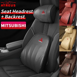 Mitsubishi หมอนรองคอหนัง หมอนรองหลัง หมอนเมมโมรี่โฟม หมอนรองคอ อุปกรณ์เสริมภายในรถยนต์ สําหรับรถยนต์ Lancer EX Xpander Grandis Attrage Mirage ASX