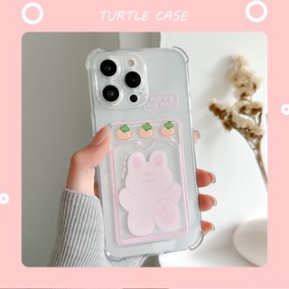 [พร้อมส่ง] เคสโทรศัพท์มือถือ ลายการ์ตูนกระต่าย พร้อมช่องใส่บัตร สําหรับ Apple iPhone 14 13 12 11 PROMAX XS XR XSMAX SE2020 6 7 8PLUS MINI