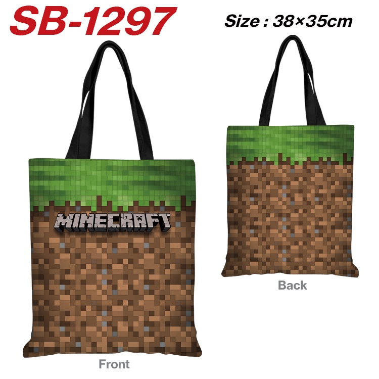 Mine craft Game ใหม่ กระเป๋าสะพายไหล่ กระเป๋าช้อปปิ้ง ผ้าแคนวาส ลายการ์ตูนน่ารัก 3D เรียบง่าย สําหรับเด็กนักเรียน
