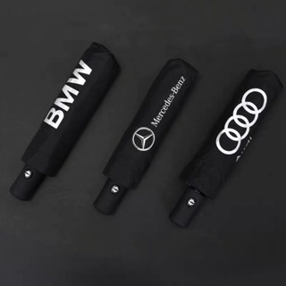 【พร้อมส่ง】ร่มพับอัตโนมัติ พิมพ์ลายโลโก้รถยนต์ 4S สําหรับ Bmw Audi Honda