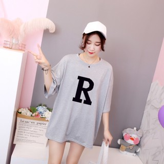 【พร้อมส่ง】เสื้อยืดแขนสั้น ทรงหลวม ขนาดใหญ่ สไตล์เกาหลี สําหรับผู้หญิง (40-150 กก.)