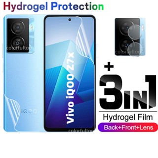 3 in 1 ฟิล์มกันรอยหน้าจอ สําหรับ Vivo iQOO Z7 Z7x Z7i Z 7 iQOOZ7 iQOOZ7x ด้านหน้า ด้านหลัง HD ฟิล์มป้องกันไฮโดรเจล นิ่ม ป้องกันหน้าจอ ฟิล์มด้านหน้า ฟิล์มเลนส์กล้อง