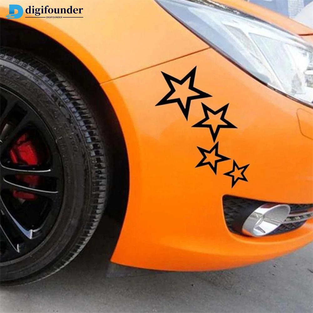 Digifounder สติกเกอร์ไวนิล ลายดาว หลากสี กันน้ํา 12×25 ซม. สําหรับติดตกแต่งรถยนต์ รถบรรทุก T3U3