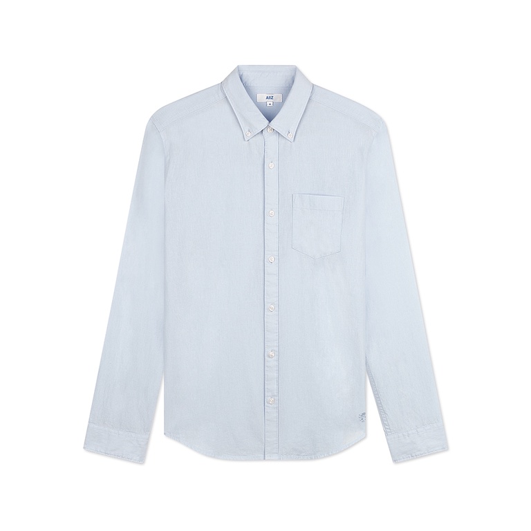 AIIZ (เอ ทู แซด) - เสื้อเชิ้ตผู้ชายแขนยาวผ้าป๊อปลินสีพื้น Men's Washed Work Long Sleeve Shirts