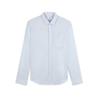 AIIZ (เอ ทู แซด) - เสื้อเชิ้ตผู้ชายแขนยาวผ้าป๊อปลินสีพื้น Mens Washed Work Long Sleeve Shirts