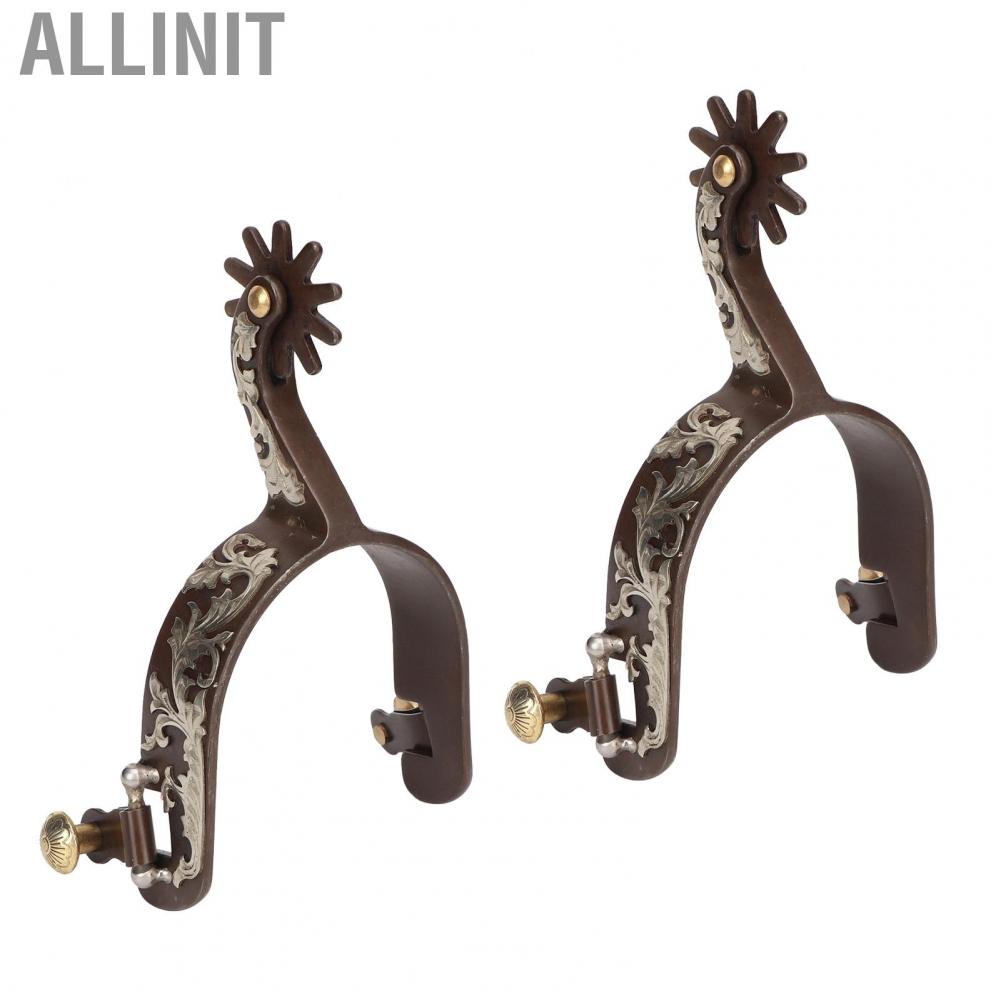 Allinit 2 ชิ้น Western Cowboy Spurs Vintage Bronze เหล็กคาร์บอนต่ำม้าสเปอร์ Turnable เกียร์สำหรับม้า