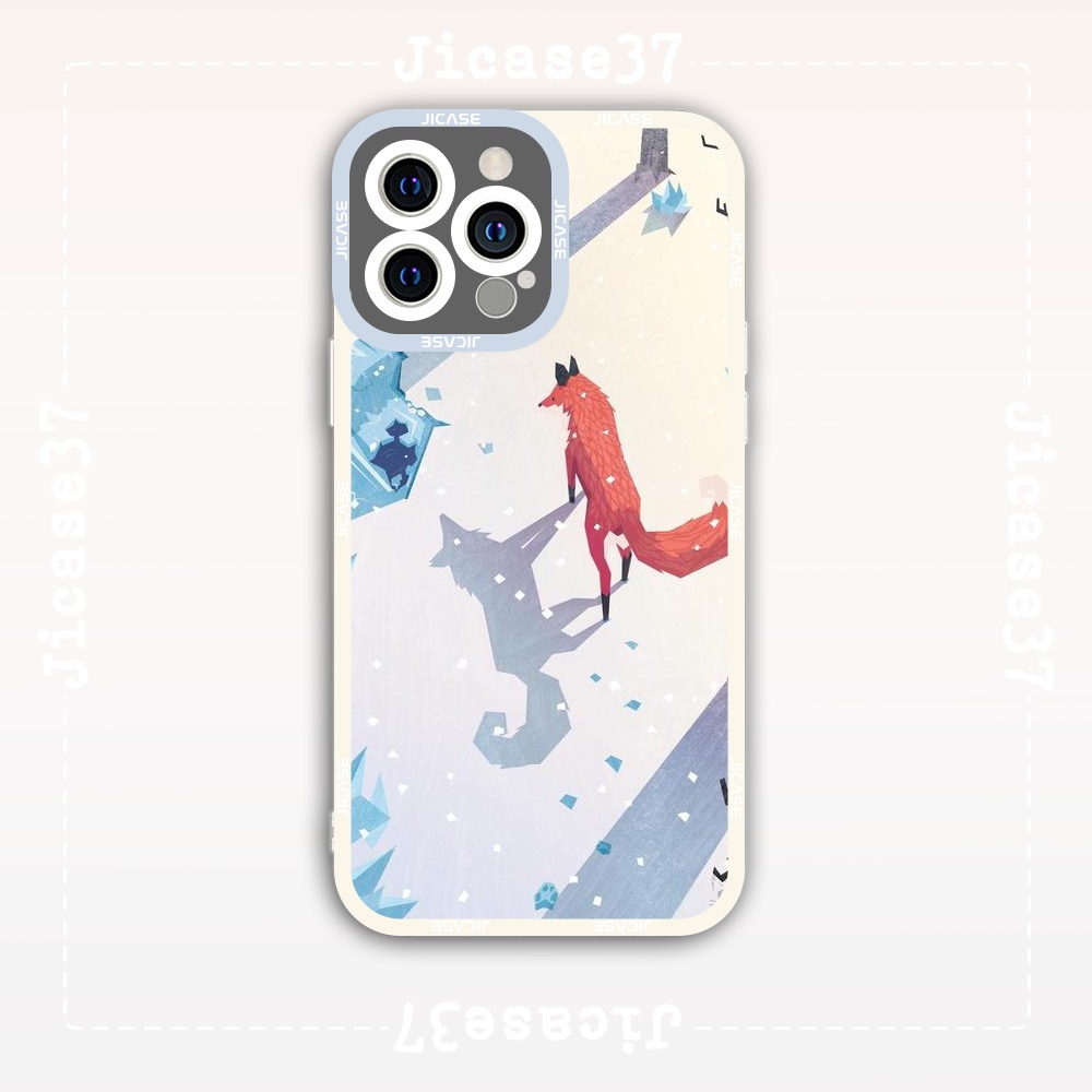 Jicase Fox Fox Wild Animal Aesthetic Snow Winter Square Edge เคส iphone