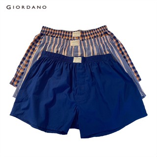 GIORDANO กางเกงบ๊อกเซอร์ ผ้าฝ้าย Mens Cotton boxers (3pcs/pack) 01179139