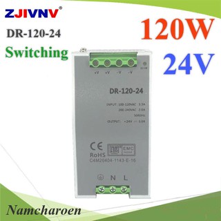 ..สวิทชิ่ง พาวเวอร์ซัพพลาย 120W แปลงไฟ AC 220V  เป็นไฟ DC 24V 5A รุ่น DR-120-24 NC