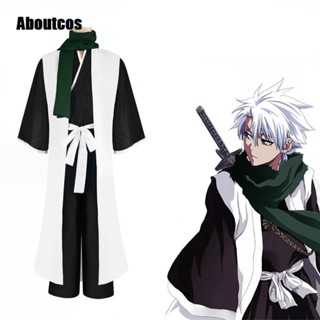 Aboutcos ชุดคอสเพลย์ ชุดกิโมโน กัปตัน อนิเมะ Bleach Toshiro Hitsugaya Death Divisi 10th เหมาะกับทุกเพศ สําหรับปาร์ตี้ฮาโลวีน