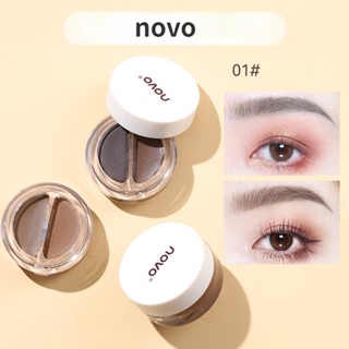 Novo 2-in-1 ครีมเจลเขียนคิ้ว สีน้ําตาลดําธรรมชาติ ติดทนนาน กันน้ํา กันเปื้อน