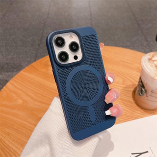 เคสโทรศัพท์มือถือ PC แบบแม่เหล็ก ระบายอากาศ หรูหรา สําหรับ iPhone 11 12 Pro Max