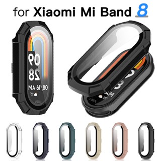 กระจก + เคส สําหรับ Xiaomi Mi Band 8 อุปกรณ์เสริม PC กันชน ฝาครอบป้องกัน สําหรับ Xiaomi Band 8 7 6 5 4 อุปกรณ์เสริม