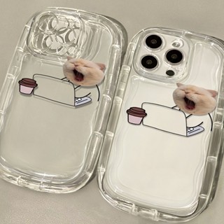 เคสโทรศัพท์ซิลิโคน TPU ใส แบบนิ่ม ลายแมวน่ารัก กันกระแทก สําหรับ IPhone 11 14 13 12 Pro XS Max X XR 7 + 8 Plus