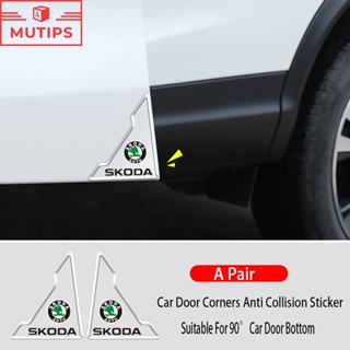 Skoda 2 ชิ้น/ชุด สติกเกอร์ติดมุมประตูรถยนต์ ปกป้อง ป้องกันการชน Octavia 2 3 Fabia Karoq Superb Rapid Kodiaq