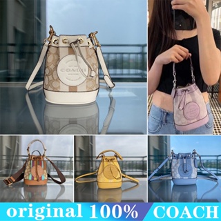 COACH c8322 dempsey กระเป๋าทรงจีบขนาดเล็ก/เชือกรูดผ้าใบสะพายไหล่กระเป๋าหญิง/กระเป๋าโทรศัพท์มือถือ