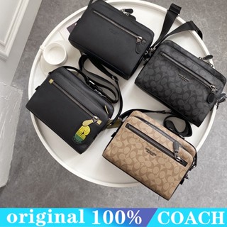 Coach 91485 West กระเป๋าสะพายผู้ชาย/แฟชั่นลำลอง/พิมพ์ลายคลาสสิก/ช่องคู่/ซิปเดี่ยว