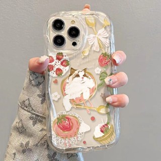 เคสโทรศัพท์มือถือ ลายแมวสตรอเบอร์รี่ สําหรับ iPhone14 13 12 11 iPhone14pro iPhone14promax iPhone14Maxi iPhone13pro iPhone13promax iPhone12pro iPhone12promax iPhone11pro iPhone11promax JIH