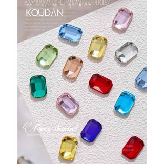 Koudan สติกเกอร์เพชรคริสตัล พลอยเทียม ทรงสี่เหลี่ยม แปดเหลี่ยม สําหรับตกแต่งเล็บ DIY 50 ชิ้น