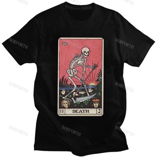 เสื้อยืด ผ้าฝ้าย พิมพ์ลาย Death Tarotกะโหลก สําหรับผู้ชาย