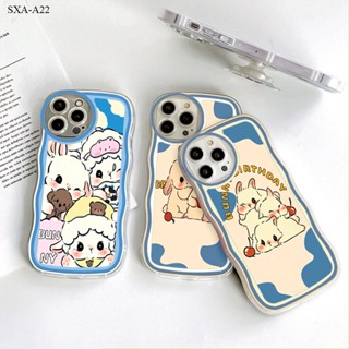 Samsung Galaxy A22 A23 A50 A30S A50S A52 A52S A72 A73 A7 2018 5G 4G เคสซัมซุง สำหรับ Case Cute Bunny Wavy Bracket เคส เคสโทรศัพท์ เคสมือถือ Full Cover Soft Phone Cases Casing