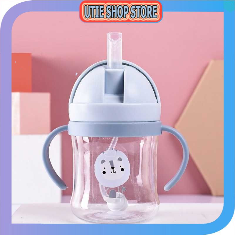 UTIE STORE - MACROUPTA ขวดน้ําดื่มเด็กน่ารักพร้อมหลอด 250ML - HA451