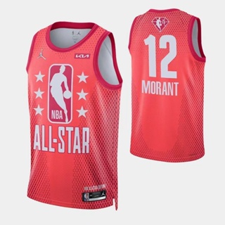 ขายดี 2022 NBA All Star Memphis Grizzlies #12 เสื้อกีฬาแขนสั้น ลายทีม Ja Morant 75th Jersey Swingman สีแดง สีเทา NEidbf78HDbpol06 121780