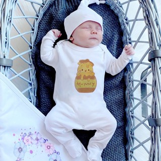 Winnie The Pooh Babygrow ชุดนอนรอมเปอร์ แขนยาว สําหรับเด็กทารก