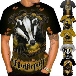 ขายดี ใหม่ เสื้อยืดลําลอง แขนสั้น คอกลม พิมพ์ลาย Hufflepuff 3D สไตล์ฮิปฮอป แฟชั่นสําหรับผู้ชาย และผู้หญิง XS-5XL