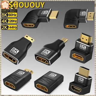 Shououy อะแดปเตอร์เข้ากันได้กับ 8K HDMI 60HZ 120Hz Mini Micro HD 90 270 องศา 60HZ HDTV 3 ชิ้น