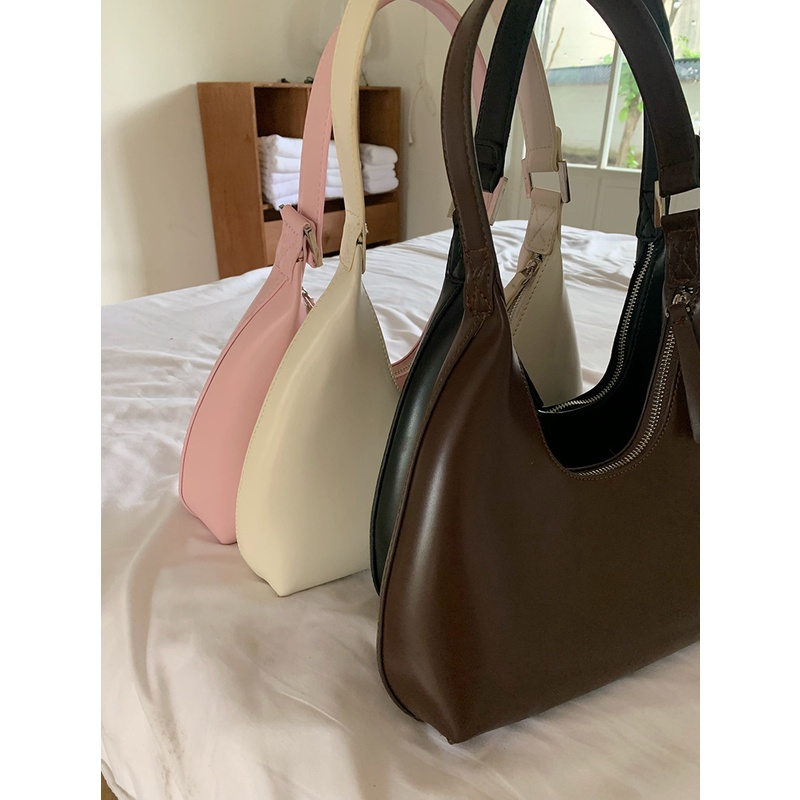 🤎กระเป๋าสะพายไหล่ กระเป๋าถือ แฟชั่นสําหรับสตรี ครึ่งแขน ลายดวงจันทร์ แบบเรียบง่าย สไตล์เกาหลี