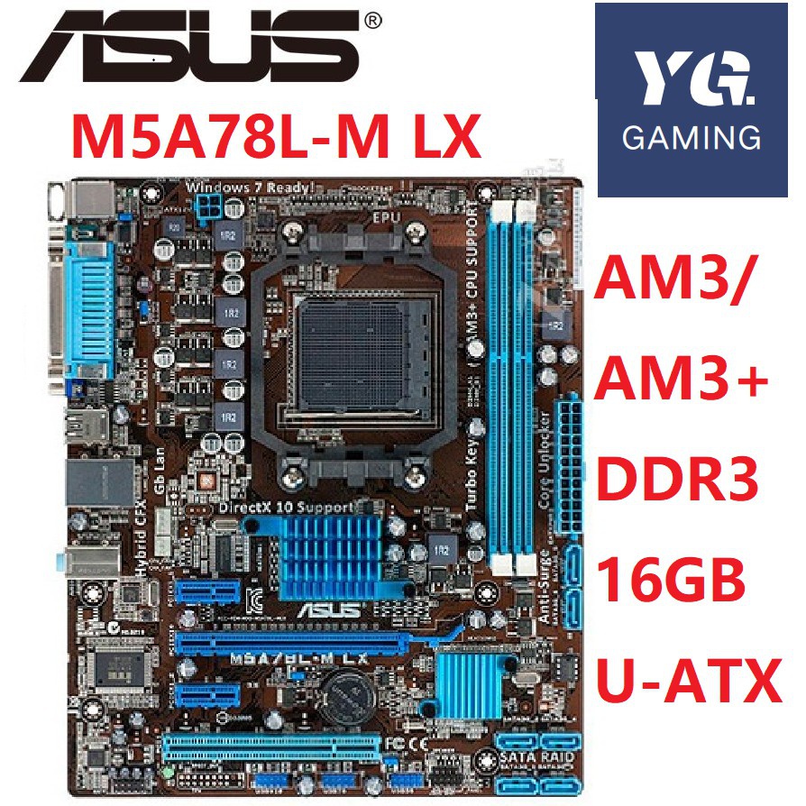 Asus M5A78L-M LX เมนบอร์ดเดสก์ท็อป 760g 780L ซ็อกเก็ต AM3 DDR3 16G micro ATX UEFI BIOS เดิมใช้เมนบอร