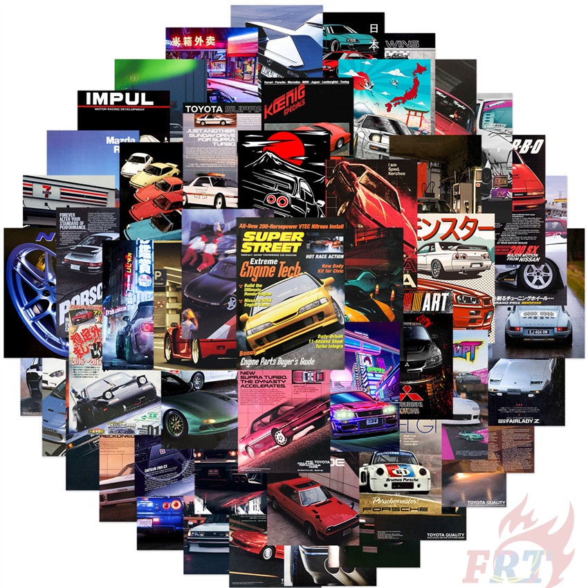 50Pcs/Set ❉ Super Street: Racer . JDM Car Poster Series 01 Stickers ❉ Waterproof DIY Fashion Decals Doodle Stickers