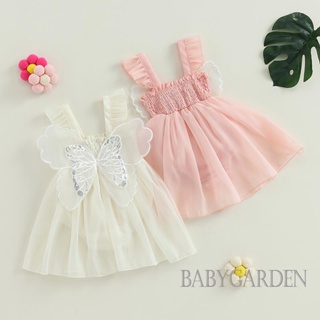 Babygarden ชุดเดรสบอดี้สูท แขนพอง ลายผีเสื้อ แฟชั่นฤดูร้อน สําหรับเด็กผู้หญิง 0-24 เดือน