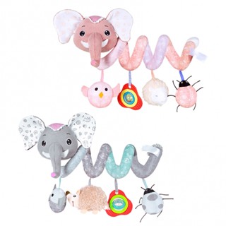 ของเล่นตุ๊กตาช้างน่ารัก แบบเกลียว พร้อมกล่องดนตรี สําหรับแขวนรถเข็นเด็ก