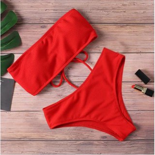 [พร้อมส่ง]ชุดว่ายน้ำบิกินี่ Soild Color Basic พร้อมซับในbikini