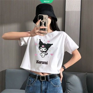 เสื้อยืดแขนสั้น ผ้าฝ้าย พิมพ์ลาย Sanrio Kuromi แฟชั่นฤดูร้อน สไตล์ญี่ปุ่น สําหรับผู้หญิง และนักเรียน 2023