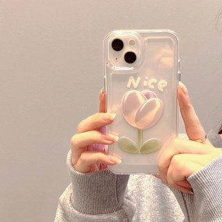 Tulip Phone Case For Iphone 14promax 13 Phone Case For iphone 11 Flowers 12promax Transparent XR Fresh