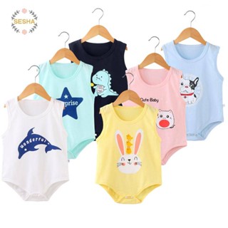 ชุดจั๊มสูทรอมเปอร์แขนกุด ผ้าฝ้าย ลายการ์ตูนน่ารัก แฟชั่นฤดูร…