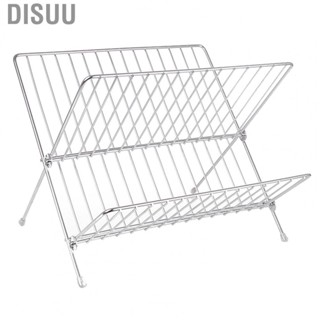 Disuu Dish Drying Rack  Strong Bearing Stainless Steel 2 Tier High Density Utensil Organizer Holder Foldable  for Home for Cups