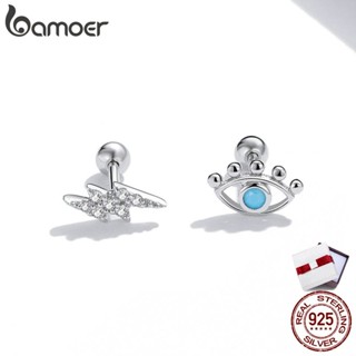 bamoer Silver Eye Of Lightning Earring 925 Sterling Silver Blue Eye  Lucky Stud Earrings Gift For Girl Fine Jewelry SCE1007