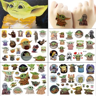 สติกเกอร์รอยสักชั่วคราว ลายการ์ตูนอนิเมะ Star Wars Yoda Baby สําหรับติดตกแต่งใบหน้า